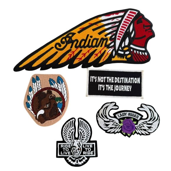 Motorcycle Biker Patches Lot Of 5 Skull Lady Rider It’s Not The Destination NEW - Picture 1 of 3